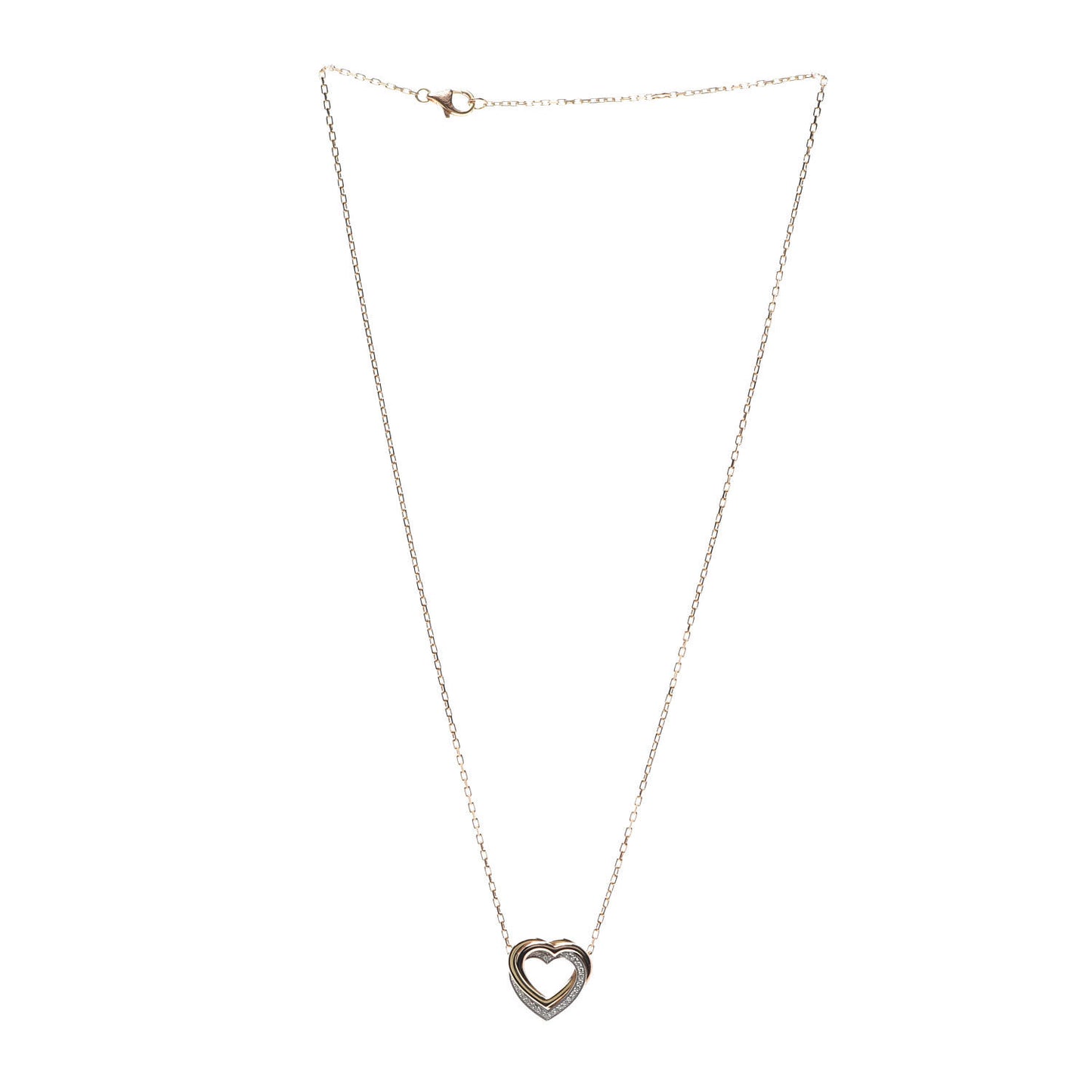 18K Pink Yellow White Gold Diamond Trinity Heart Pendant Necklace