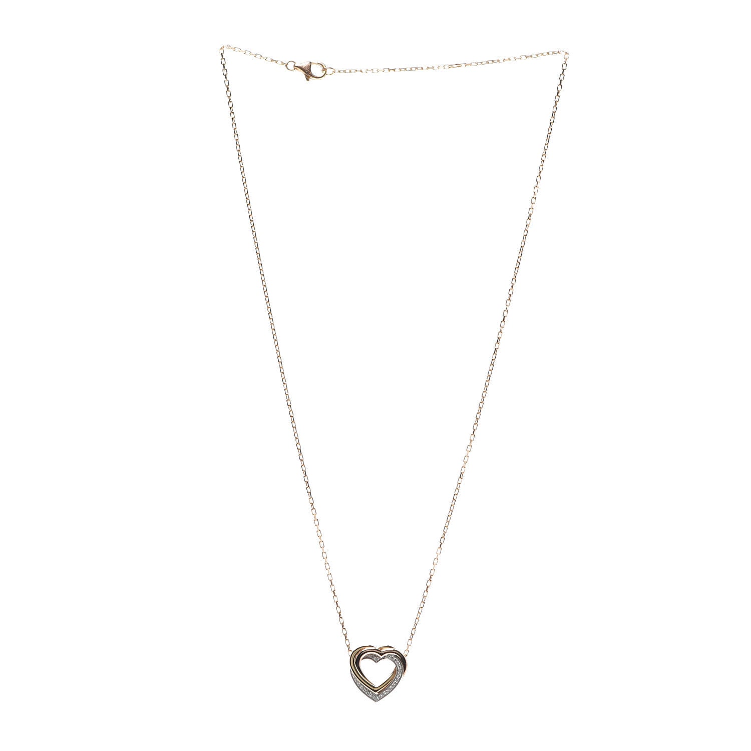 Cartier 18K Pink Yellow White Gold Diamond Trinity Heart Pendant Necklace 3 of 5