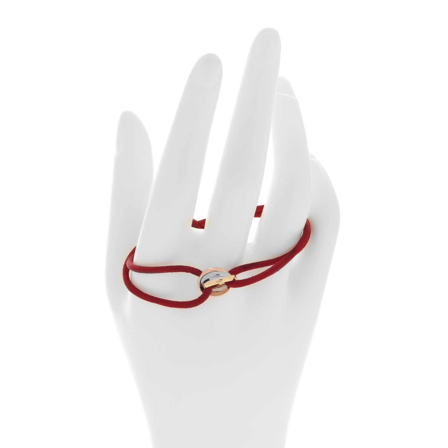 Cartier 18K Pink Yellow White Gold Trinity Cord Bracelet Red 2 of 7