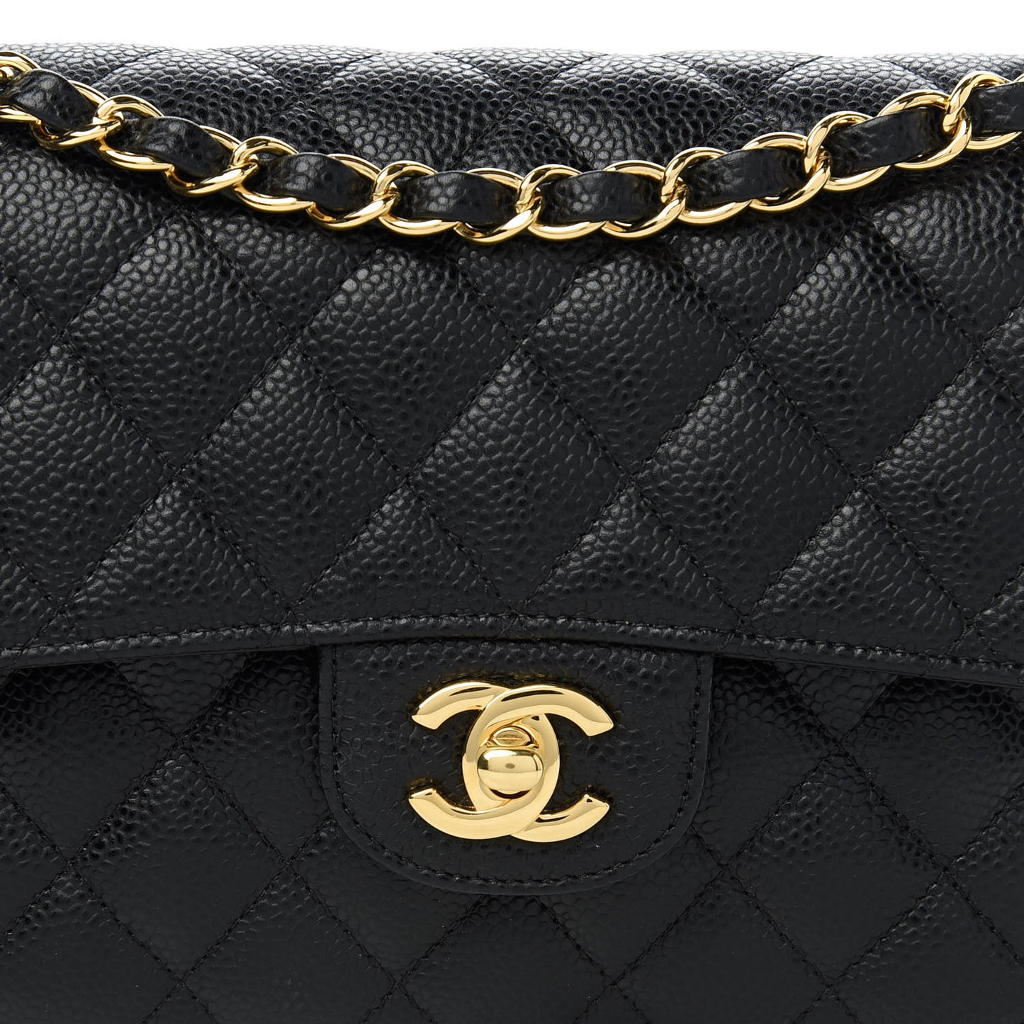 Caviar Quilted Small Double Flap Black