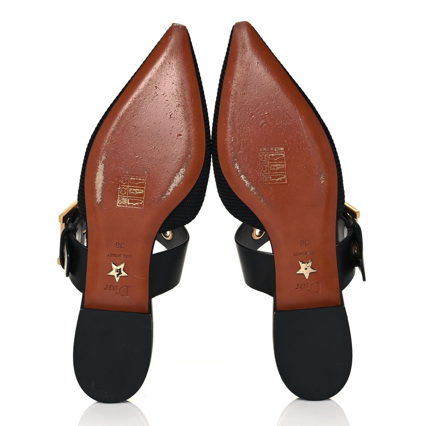 Technical Fabric D-Dior Ballerina Flat Mule 36 Black