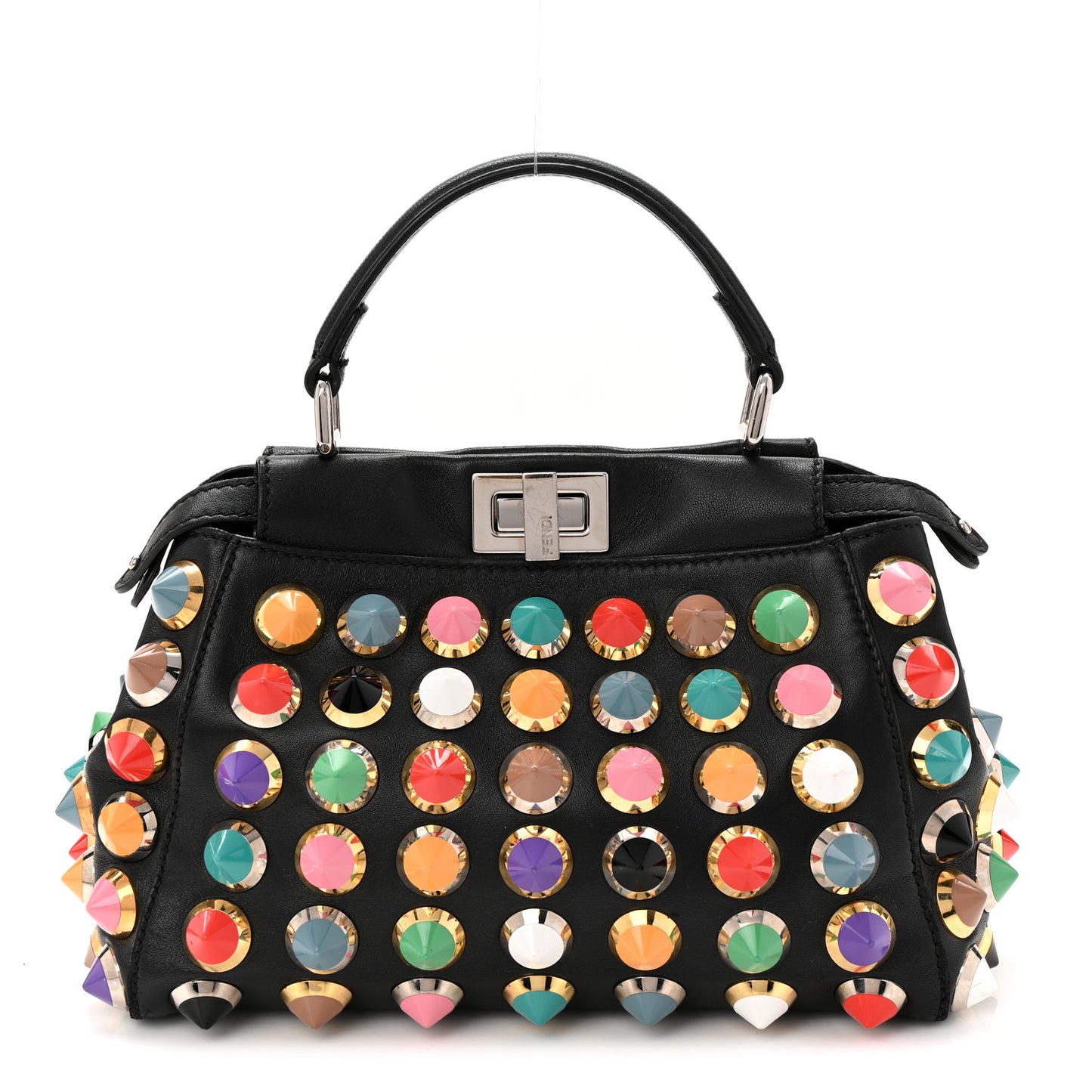 Nappa Studded Mini Peekaboo Iconic Satchel Black Multicolor