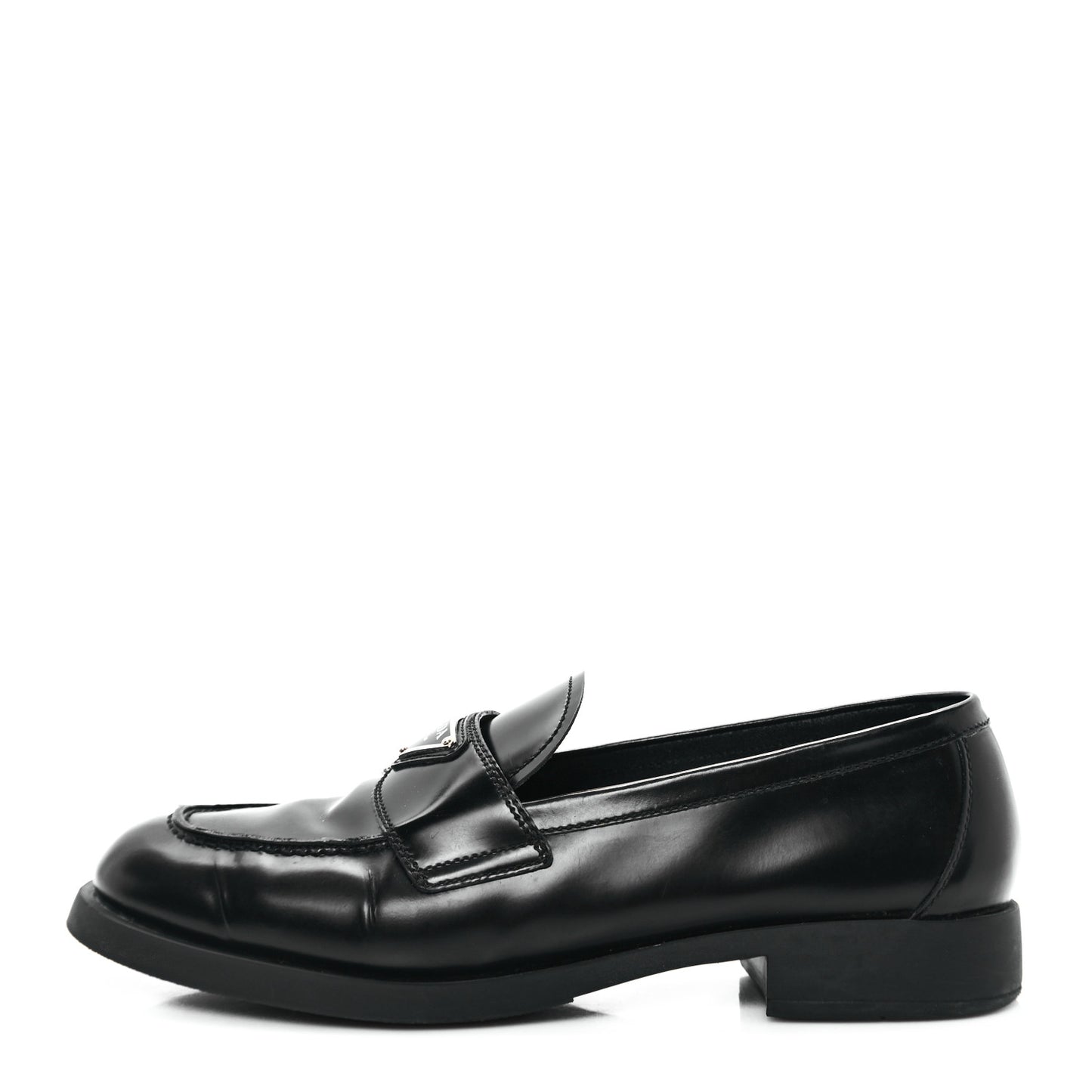 Spazzolato Metal Triangle Logo 20mm Loafers 39.5 Black