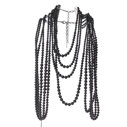 Chanel Ruthenium Beaded Pearl CC Long Multi Strand Necklace Black 3 of 5