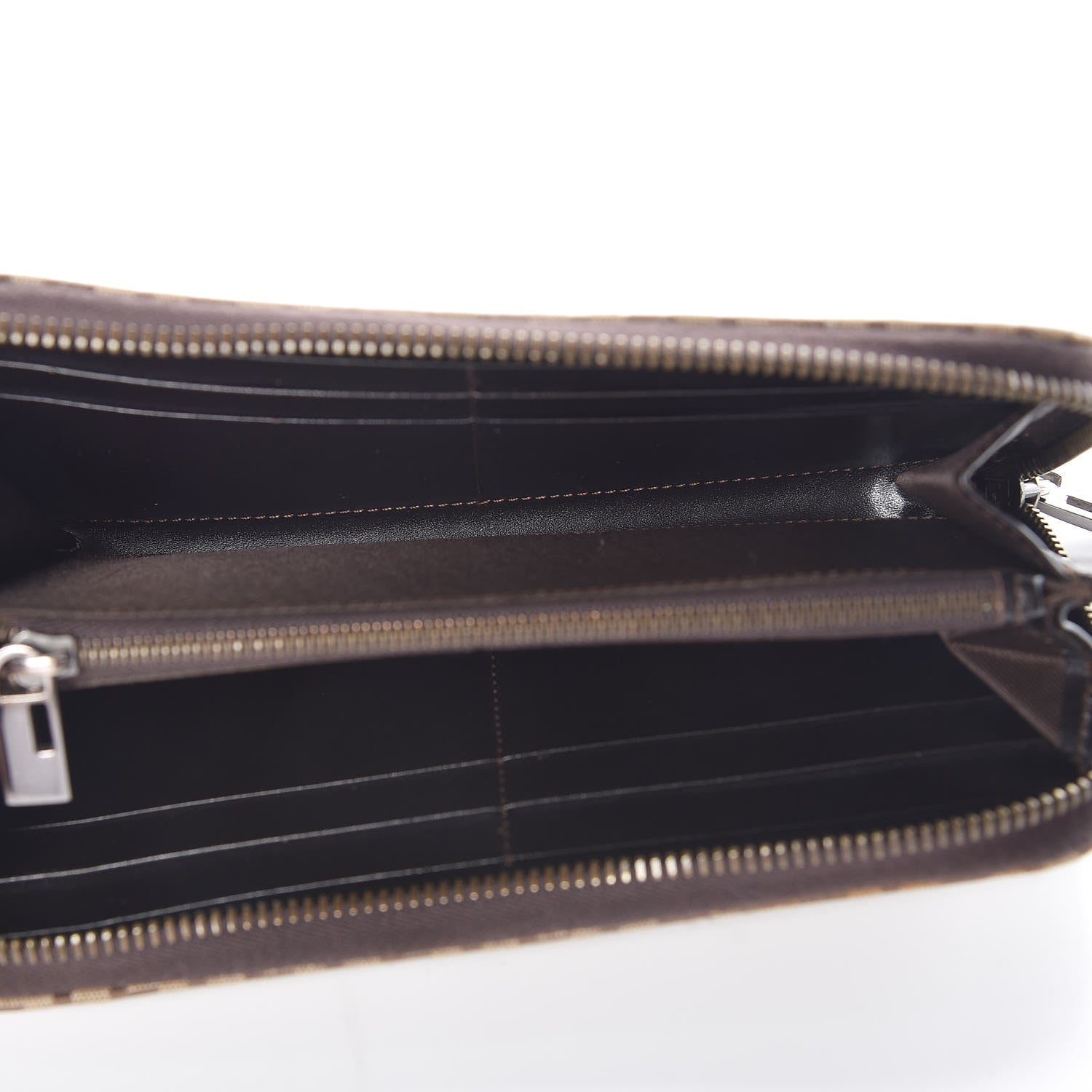 Fendi Zucchino Zip Around Wallet Dark Brown 5 of 10