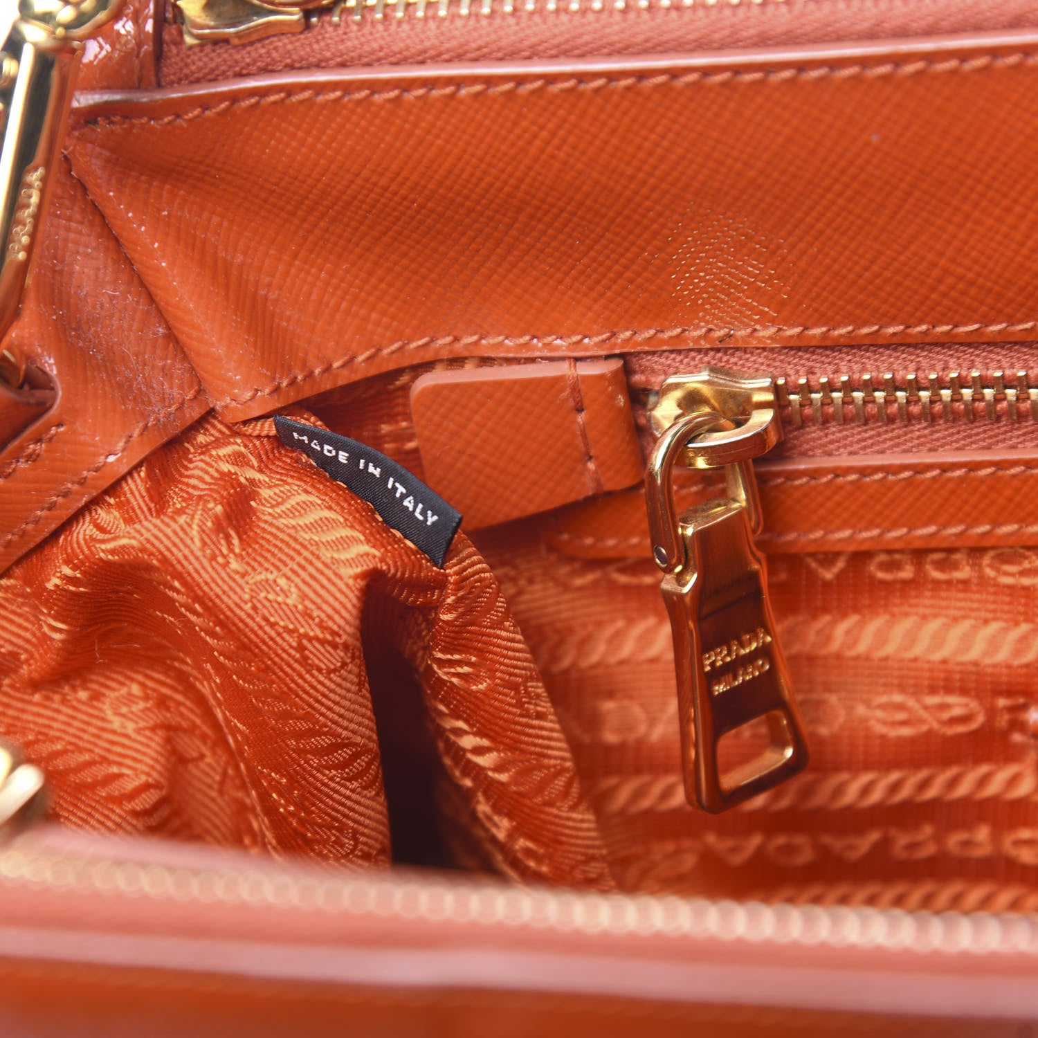 Prada Saffiano Vernice Medium Galleria Double Zip Tote Papaya 6 of 19