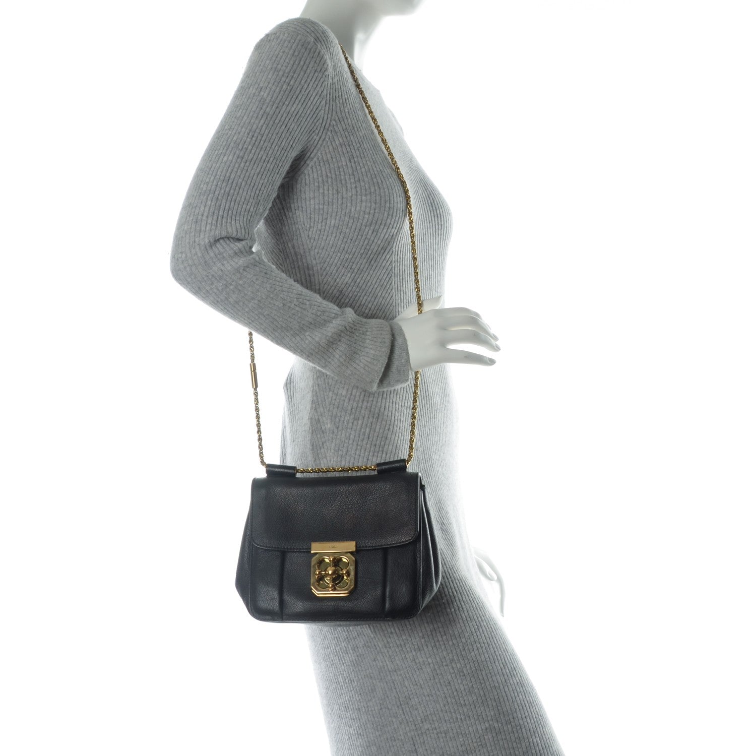 Chloe Goatskin Small Elsie Shoulder Bag Black 2 of 7