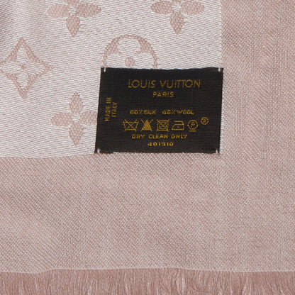 Louis Vuitton Silk Wool Monogram Denim Shawl Rose 5 of 5