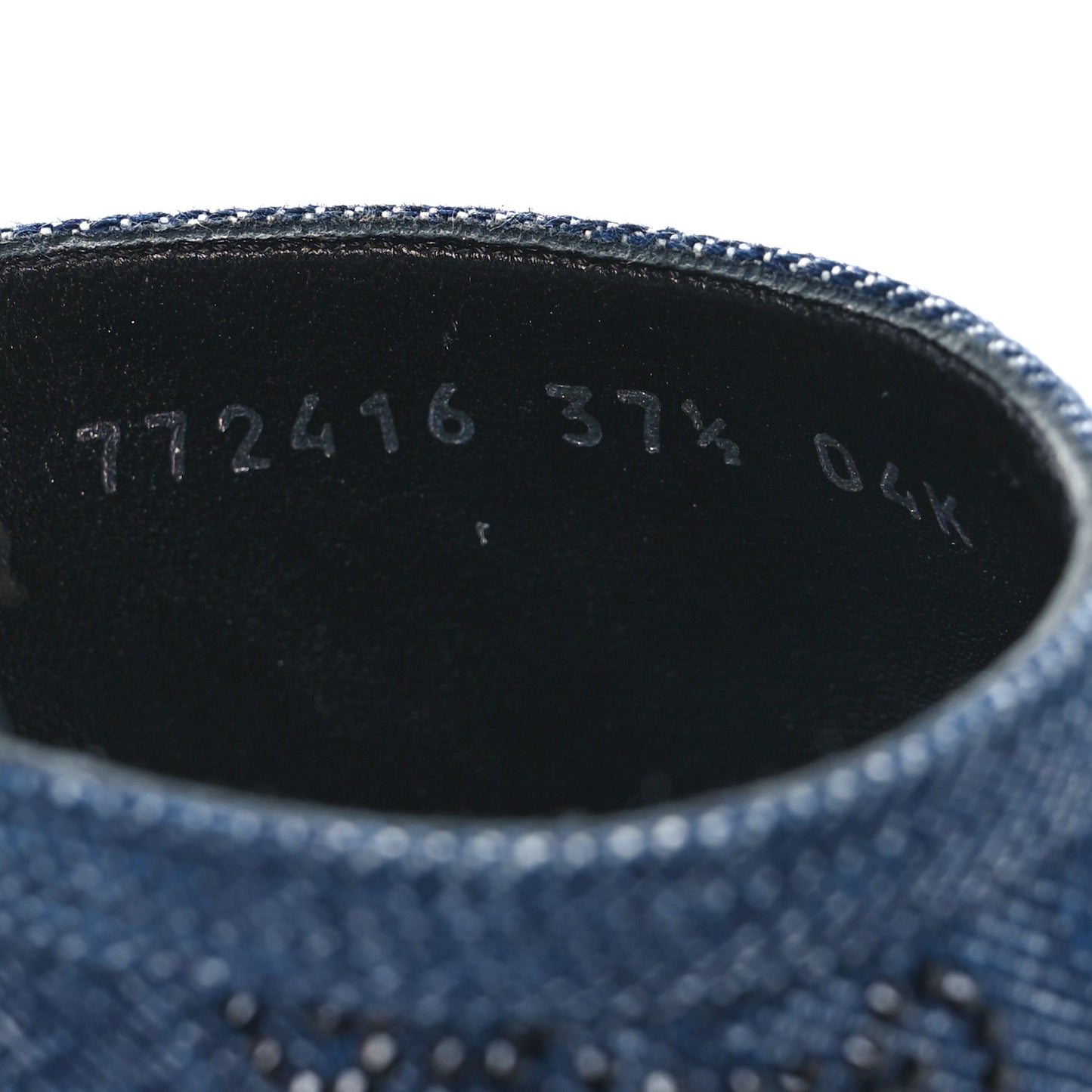 Denim Crystal GG Monogram Mules 37.5 Blue