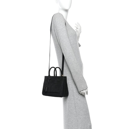 Saint Laurent Suede Fringe Nano Sac De Jour Black 2 of 14