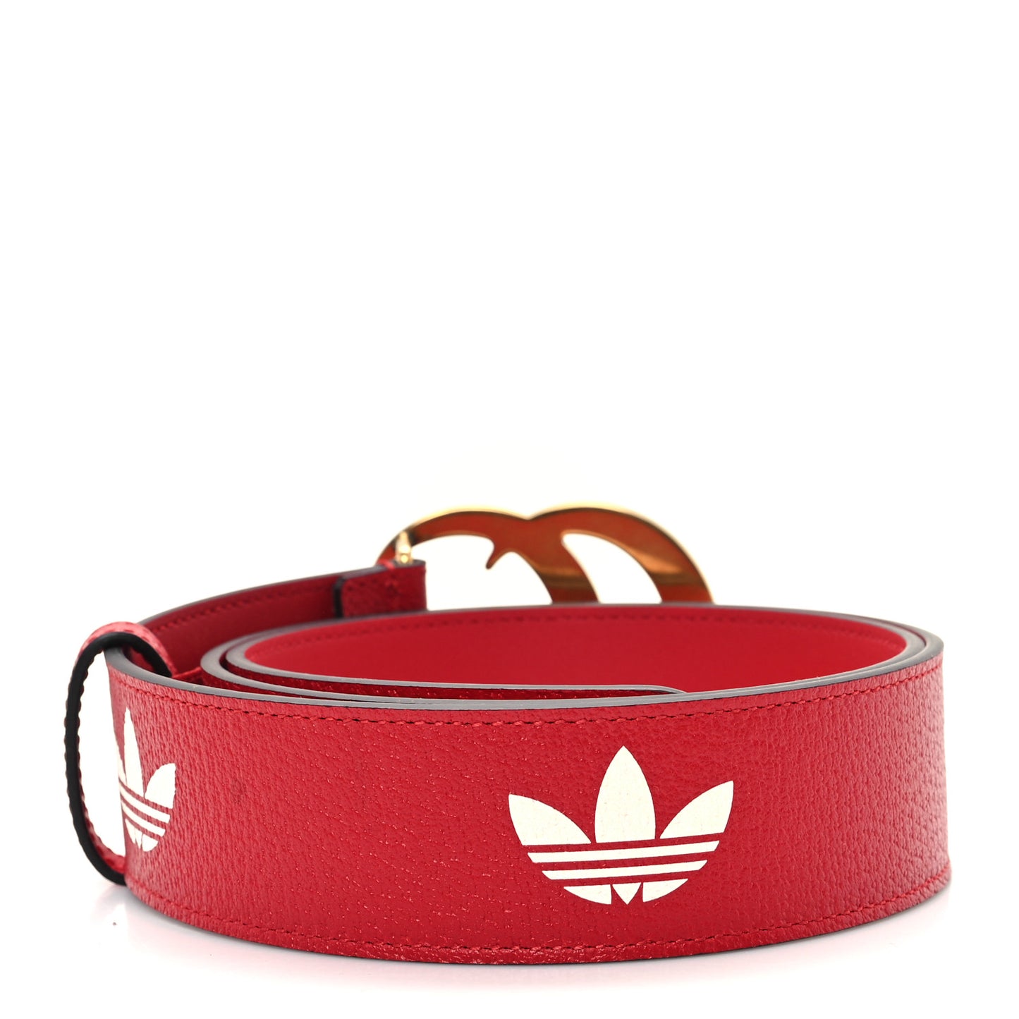 X ADIDAS Textured Dollar Calfskin Double G 40mm Belt 90 36 Hibiscus Red
