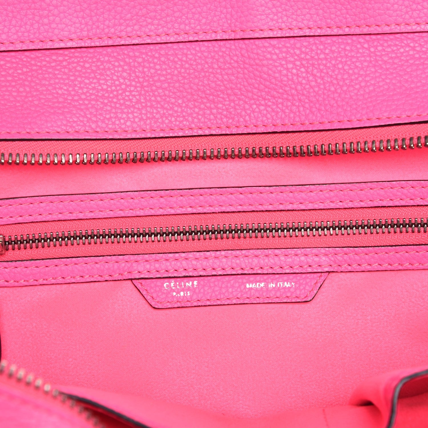 Celine Drummed Calfskin Mini Luggage Fluo Pink 6 of 7