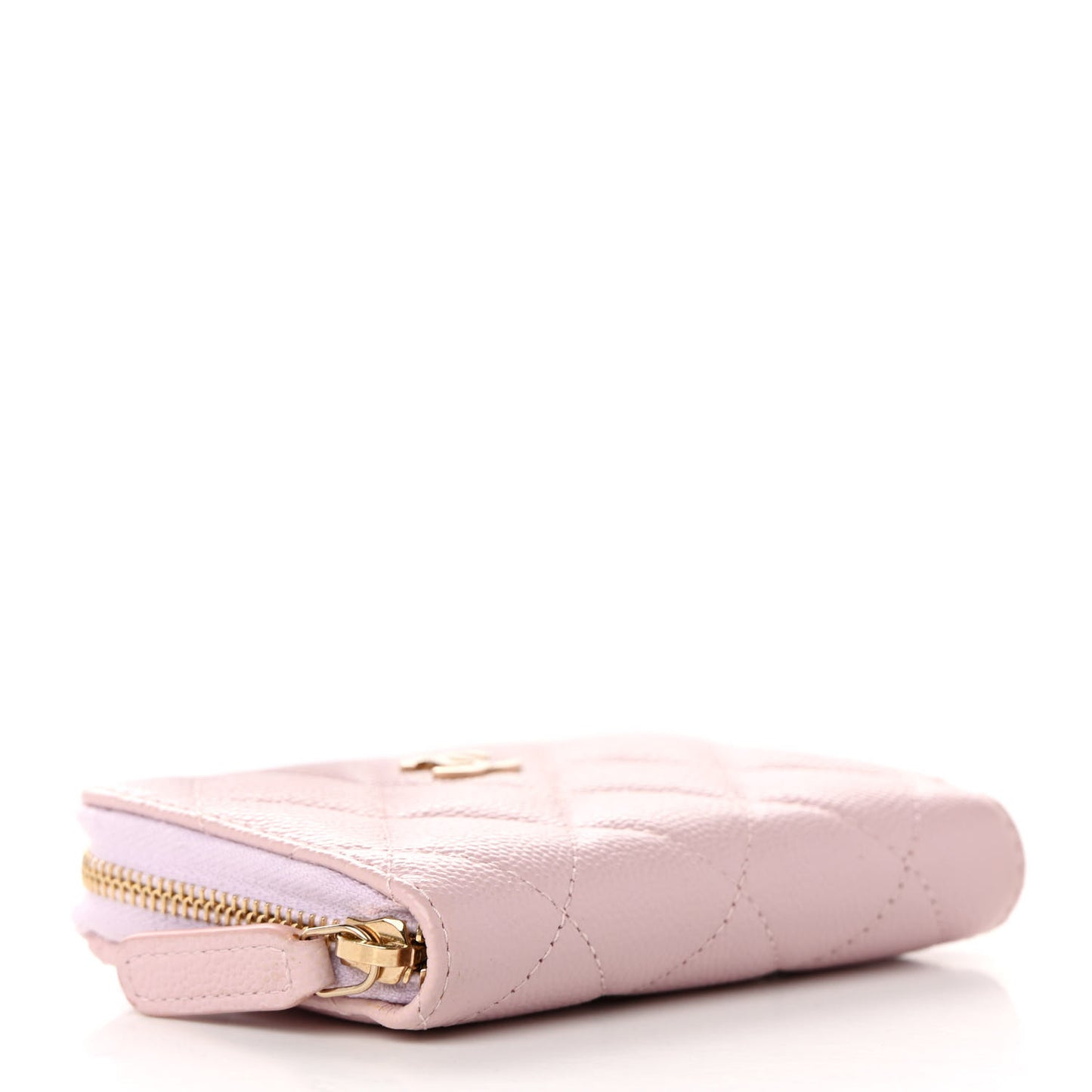 Caviar Quilted Zip Coin Purse Light Pink