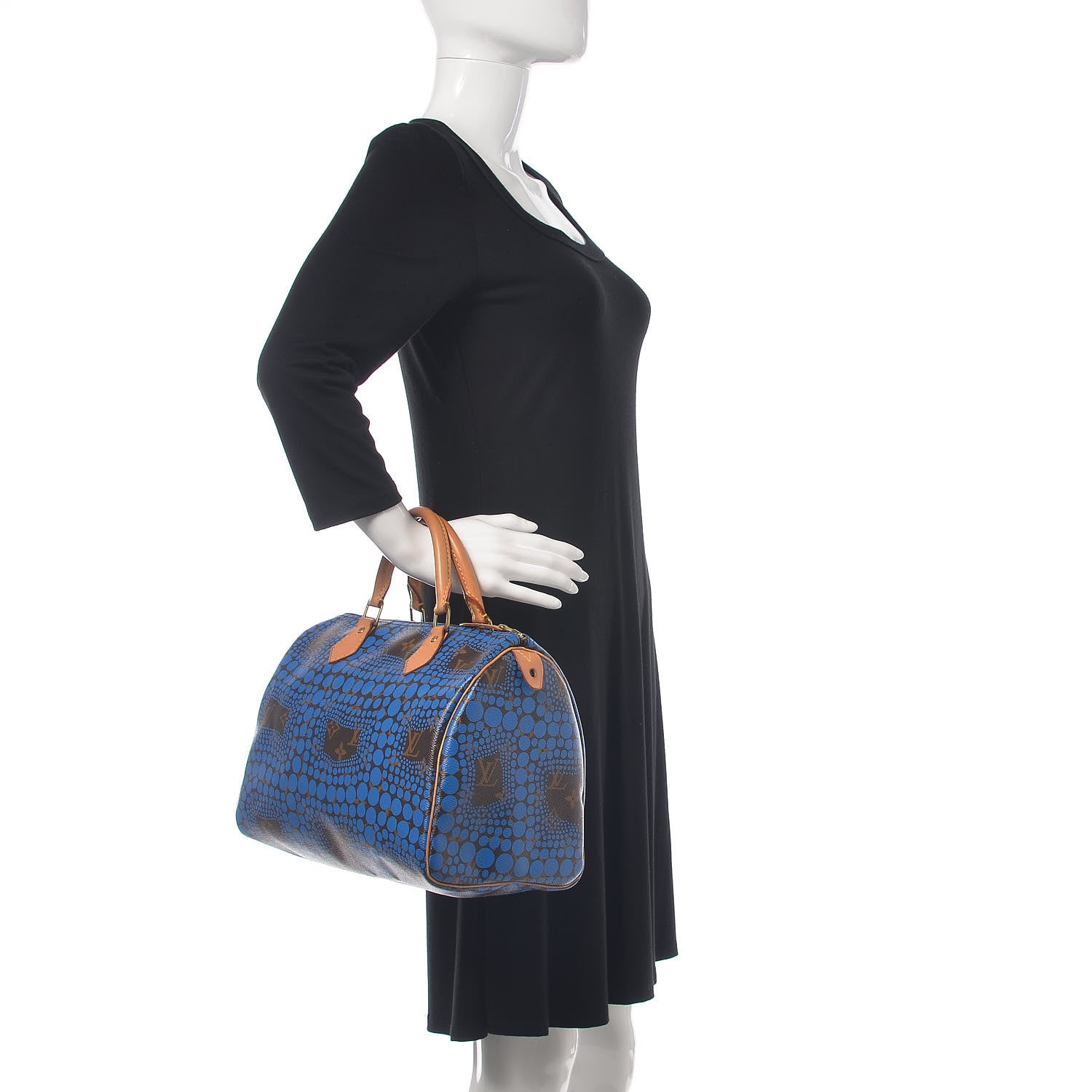 Louis Vuitton Monogram Kusama Town Speedy 30 Blue 2 of 14