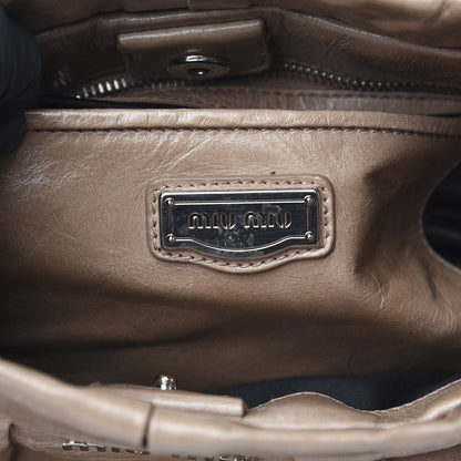 Miu Miu Vitello Shine Top Handle Satchel Cammeo 7 of 11