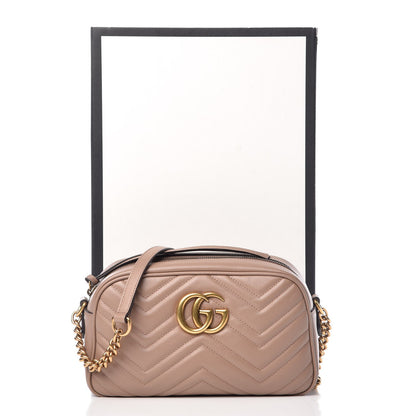 Gucci Calfskin Matelasse Small GG Marmont Chain Shoulder Bag Taupe 11 of 11