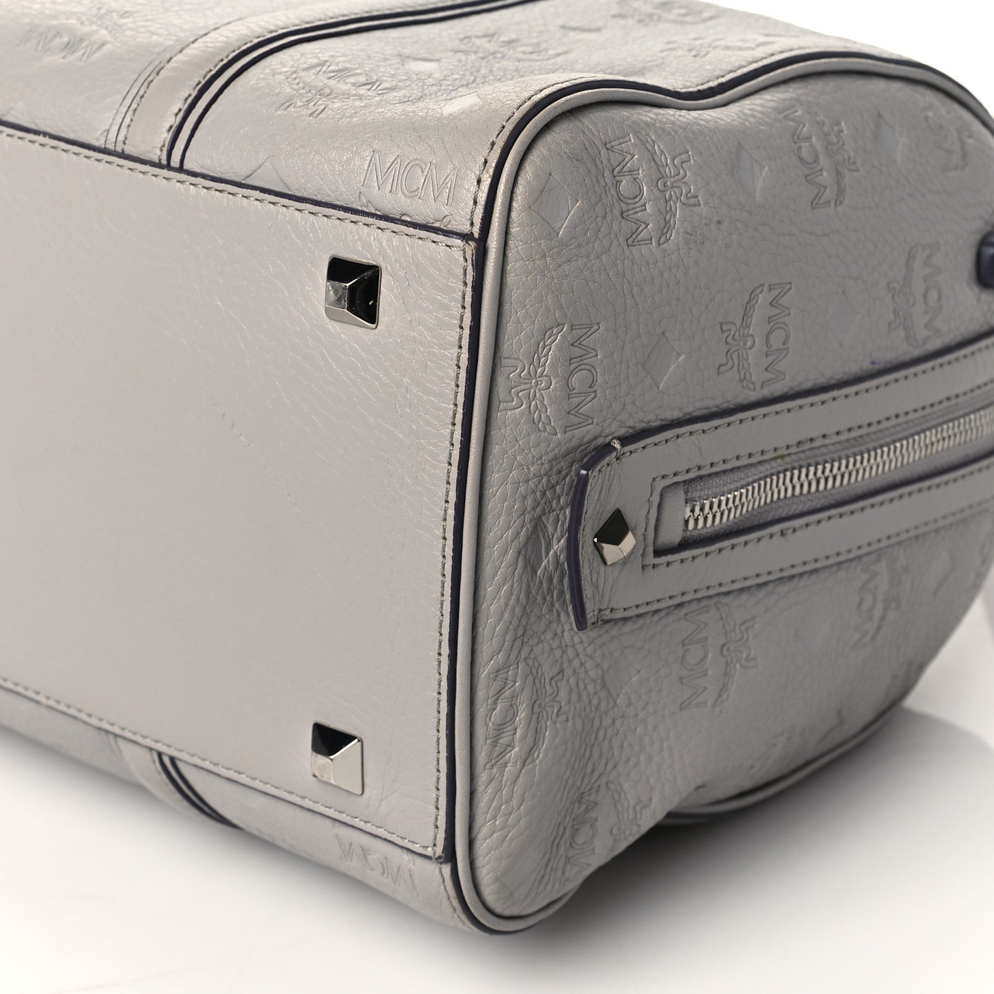 Calfskin Ottomar Monogram Essential Boston Bag Grey
