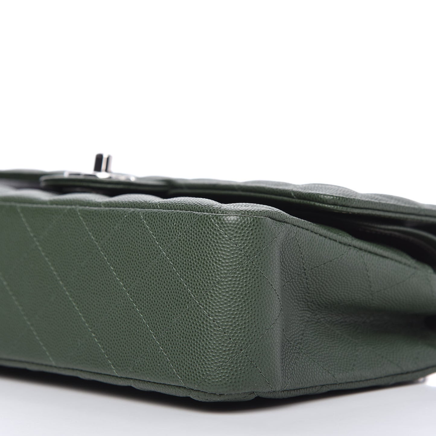 Caviar Quilted Medium Double Flap Dark Green
