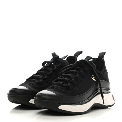 Chanel Velvet Calfskin Mixed Fibers CC Sneakers 36.5 Black 3 of 7
