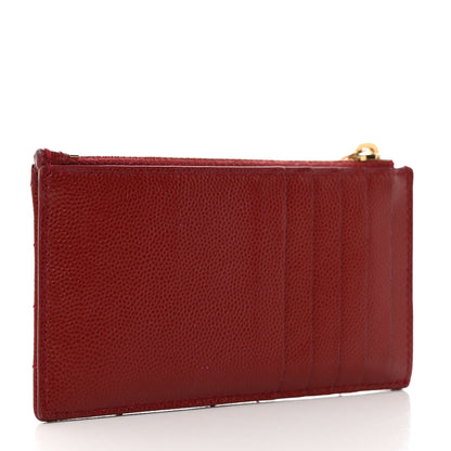 Saint Laurent Grain De Poudre Matelasse Chevron Monogram Fragments Zippered Card Case Opyum Red 3 of 8