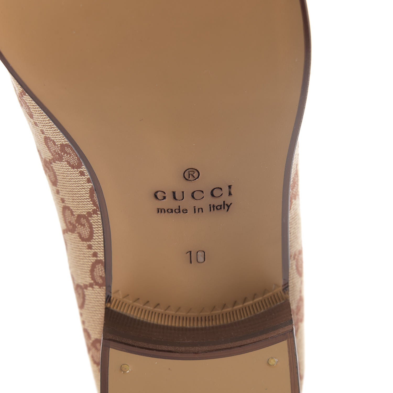 Gucci GG Monogram Goatskin Web Mens Horsebit Loafers 10 Beige Ruggine Light Brown 6 of 9