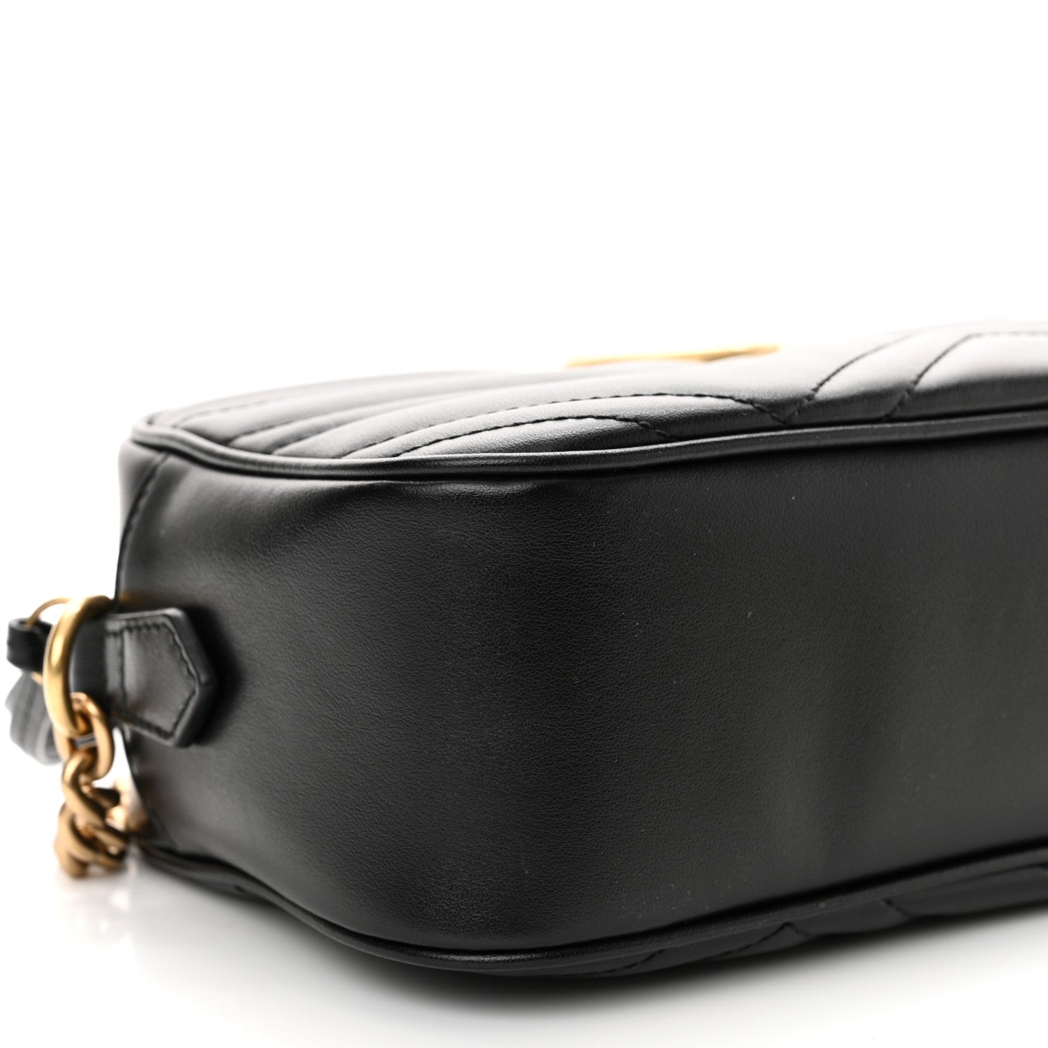Gucci Calfskin Matelasse Small GG Marmont Chain Shoulder Bag Black 9 of 10