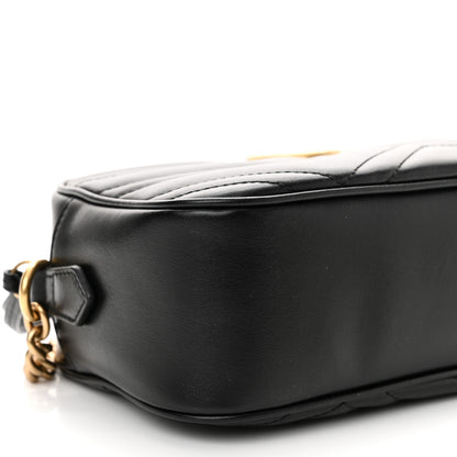 Gucci Calfskin Matelasse Small GG Marmont Chain Shoulder Bag Black 9 of 10
