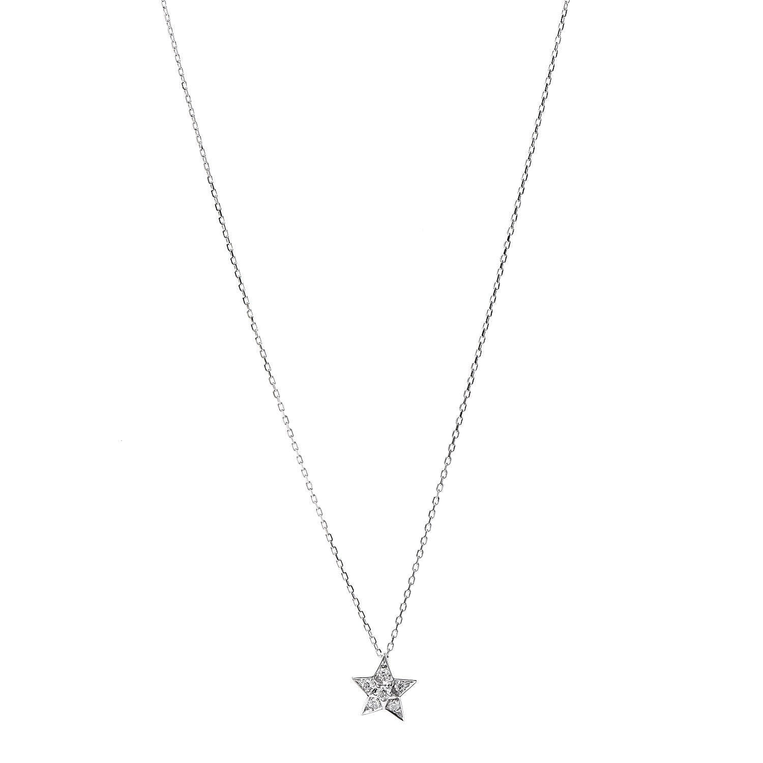 Chanel 18K White Gold Diamond Small Comete Geode Pendant Necklace 1 of 6