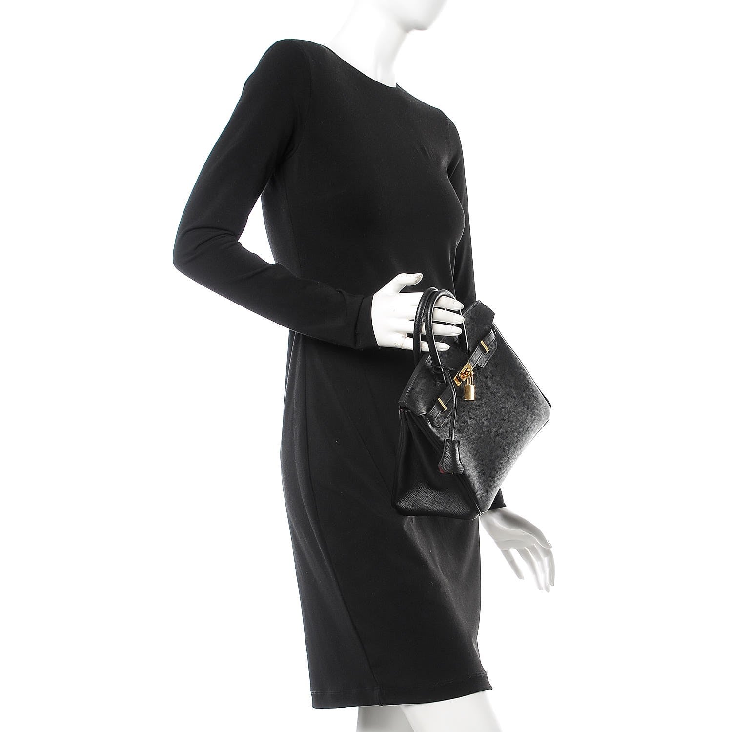 Hermes Epsom Horseshoe Birkin 25 Black Rouge Vif 2 of 36