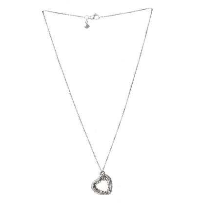 David Yurman Sterling Silver Diamond Open Heart Cable Necklace 3 of 7