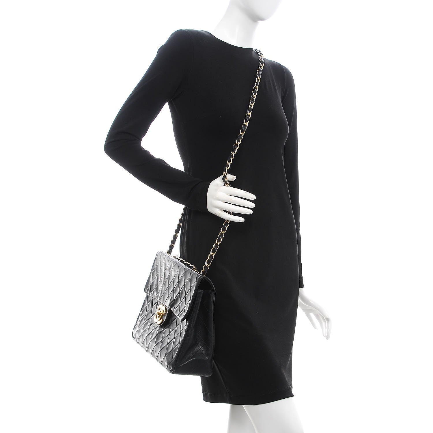 Chanel Lambskin Quilted XL Jumbo Single Flap Black 2 of 8