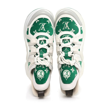 Louis Vuitton Jacquard Velvet Monogram LV Archlight Sneakers 39.5 White Vert 2 of 9