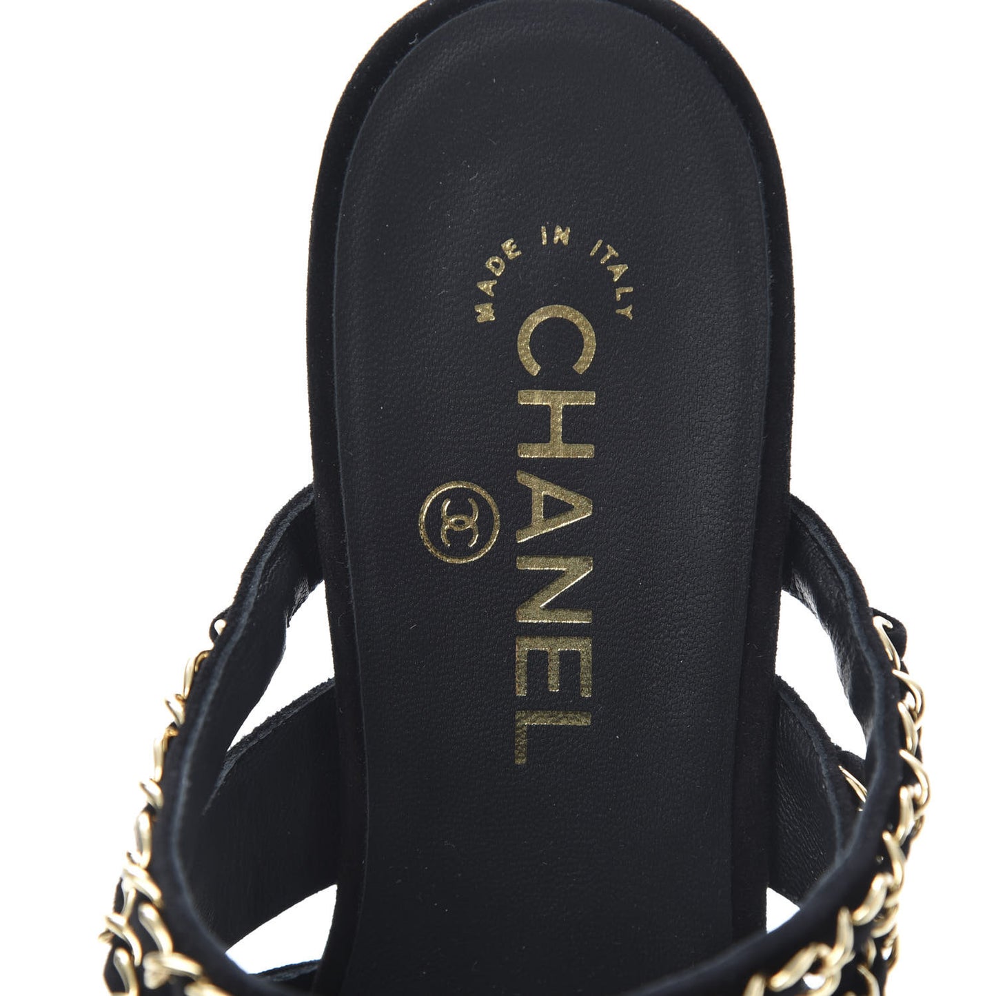 Suede Chain Mule Sandals 39 Black