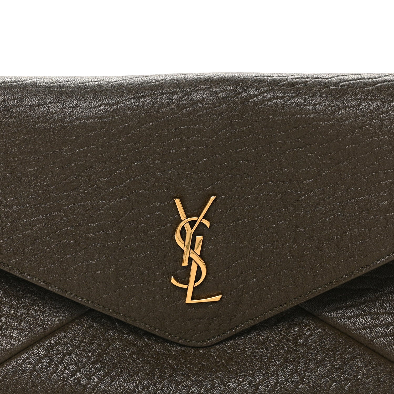 Saint Laurent Grained Lambskin Large Cassandre Envelope Pouch Light Musk 16 of 16