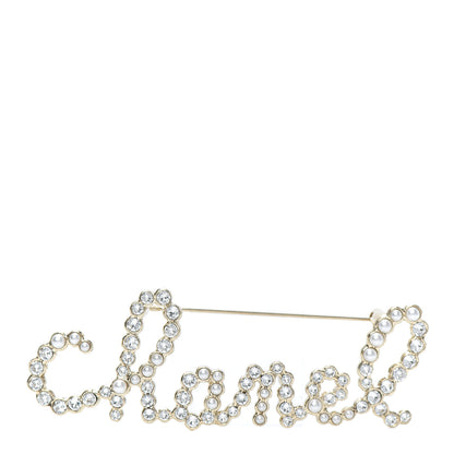 Chanel Metal Glass Swirling Pearls Brooch Pin Gold 1 of 4