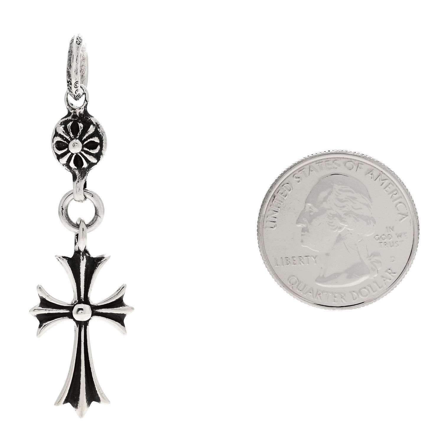 Chrome Hearts Sterling Silver Tiny Cross Long Pendant 2 of 4