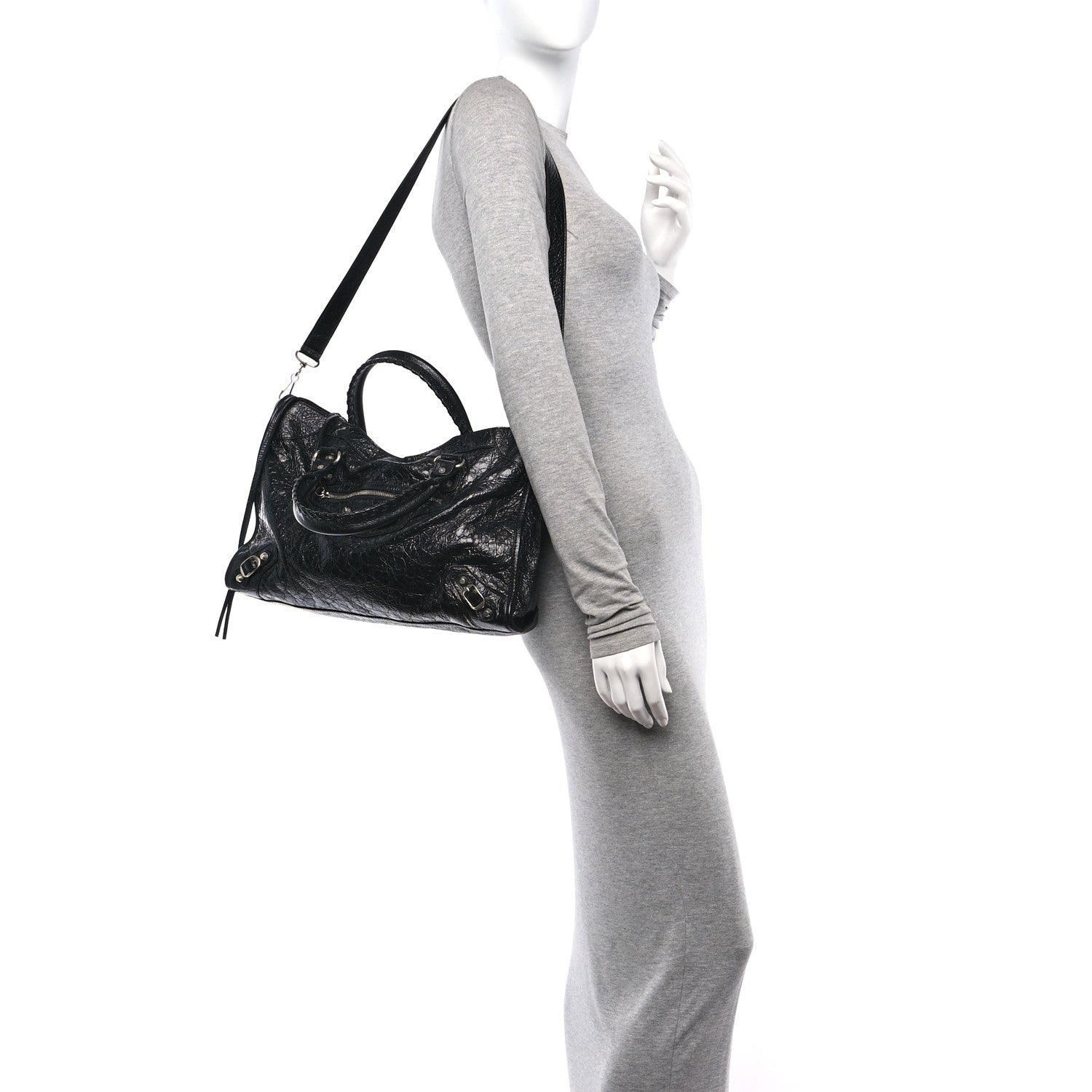 Balenciaga Agneau Arena Silver Hardware Medium Le City Black 2 of 10