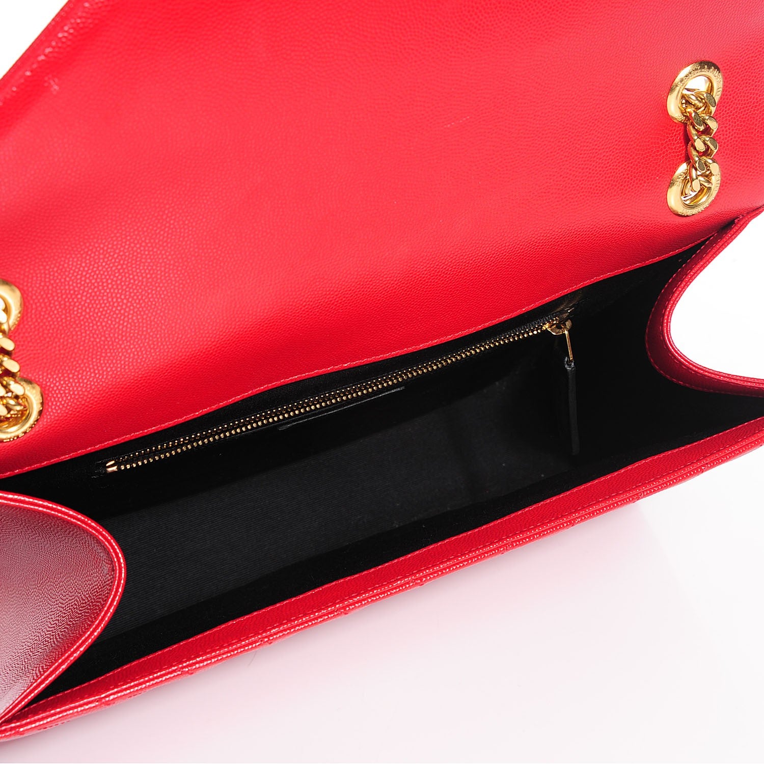 Saint Laurent Grain De Poudre Matelasse Chevron Large Monogram Satchel Lipstick Red 5 of 8