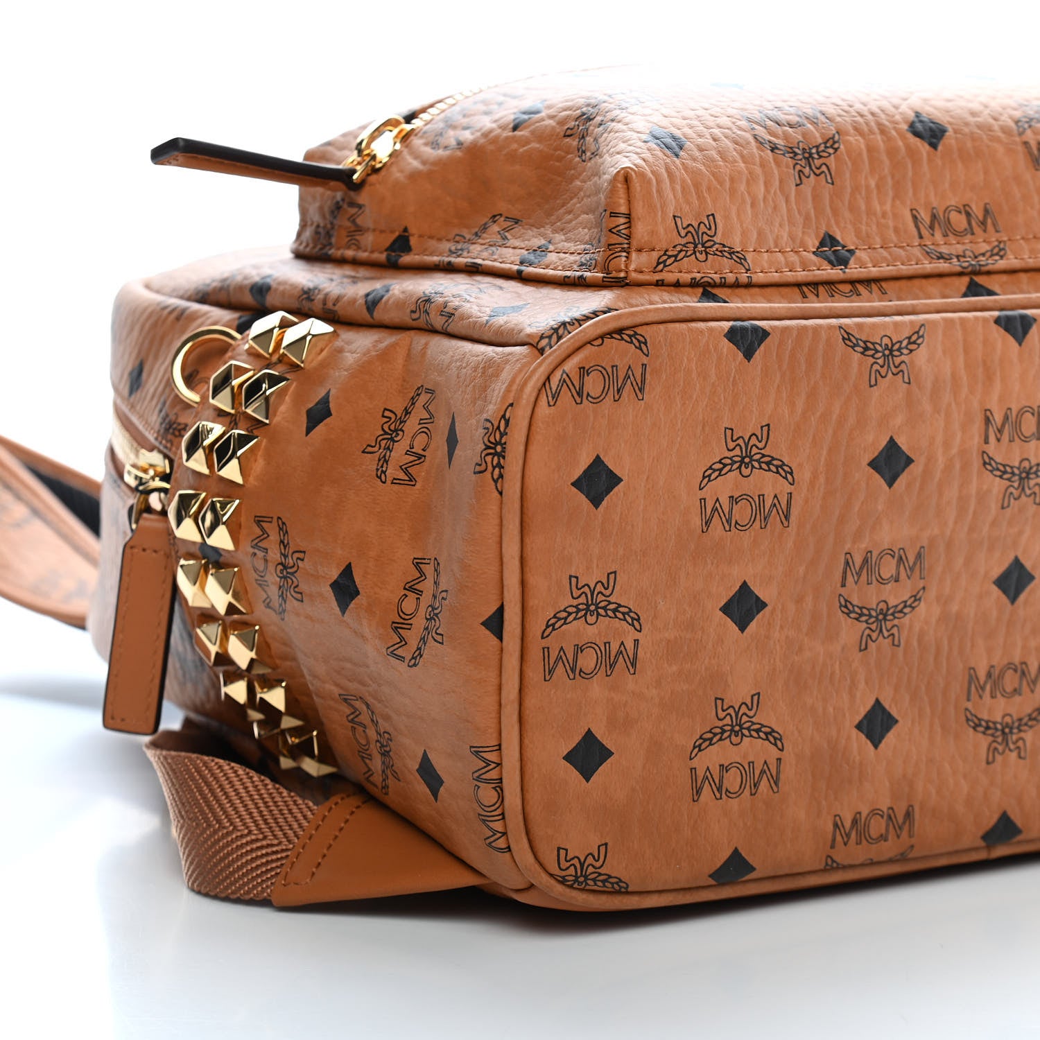 MCM Visetos Small Side Stud Stark Backpack Cognac 7 of 8