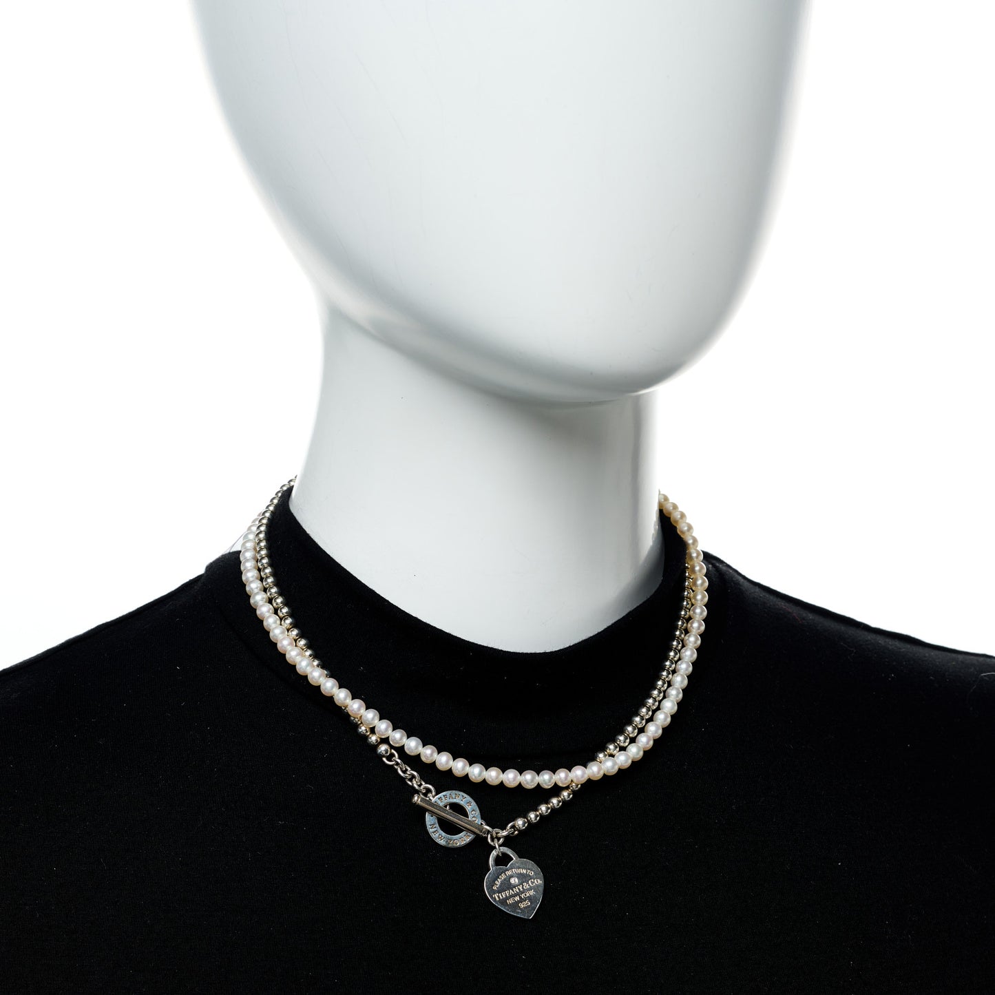 Sterling Silver Diamond Cultured Pearl Return to Tiffany Wrap Necklace