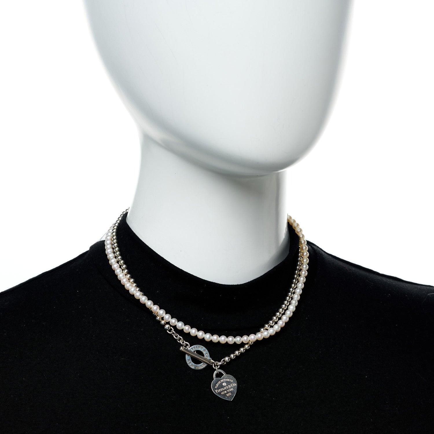 Tiffany Sterling Silver Diamond Cultured Pearl Return to Tiffany Wrap Necklace 2 of 5