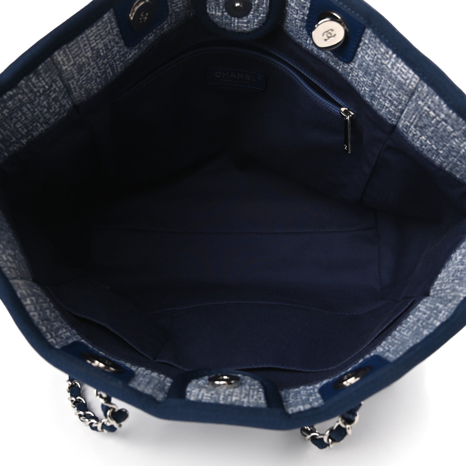 Chanel Woven Straw Raffia Small Deauville Tote Blue 5 of 9