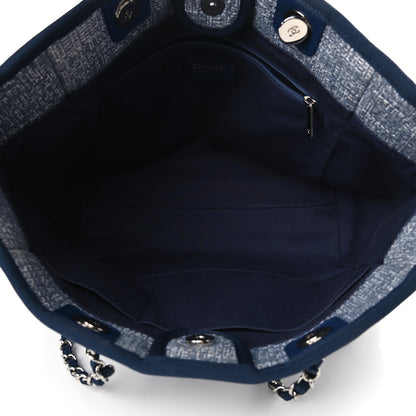 Chanel Woven Straw Raffia Small Deauville Tote Blue 5 of 9