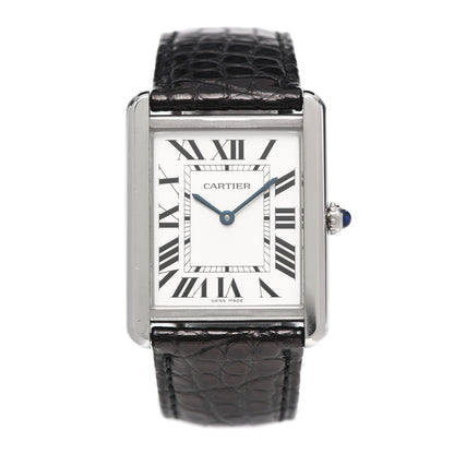 Cartier Stainless Steel Alligator 27mm Tank Solo Quartz Watch 1 of 6