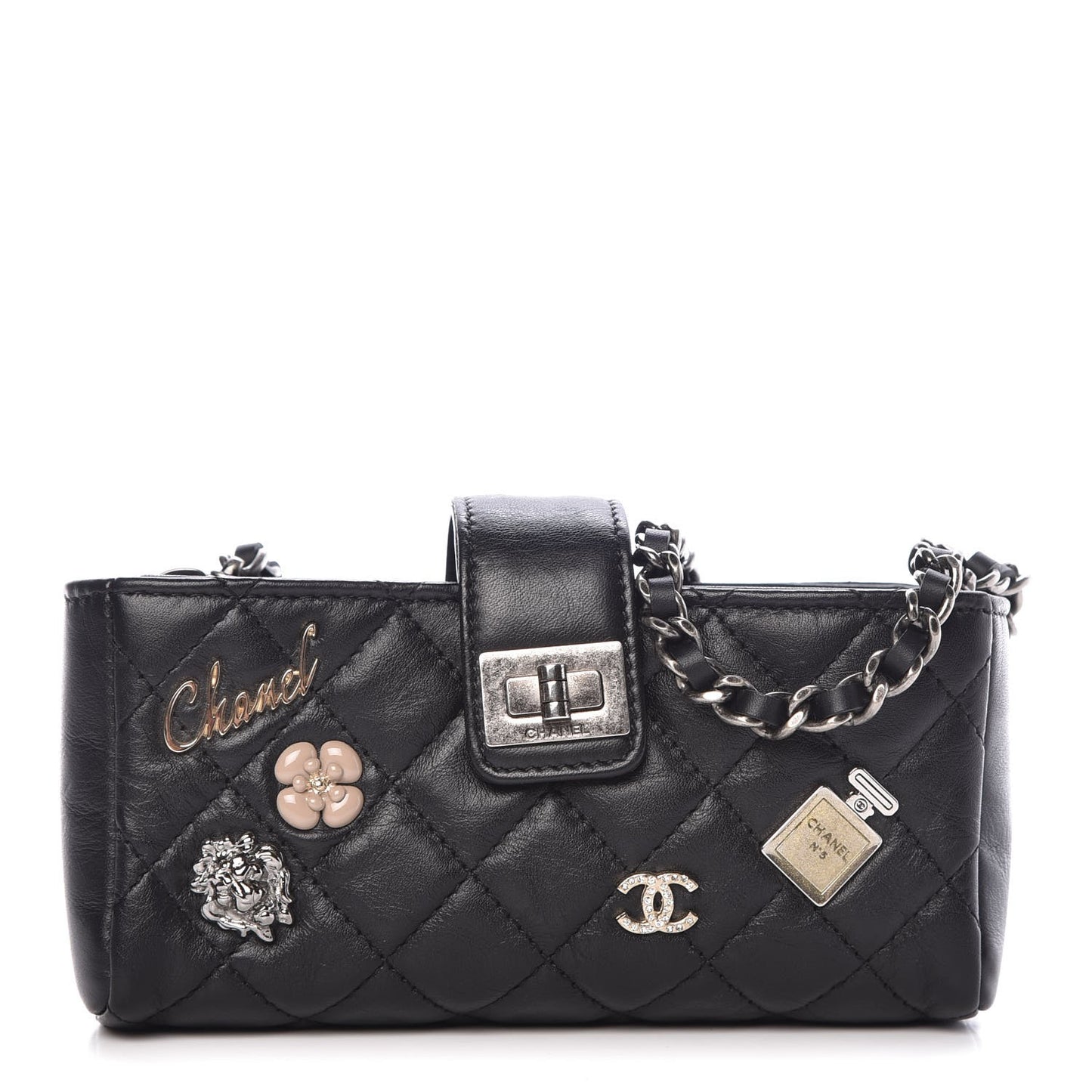 Aged Calfskin Lucky Charms 2.55 Reissue Mini Clutch With Chain Black