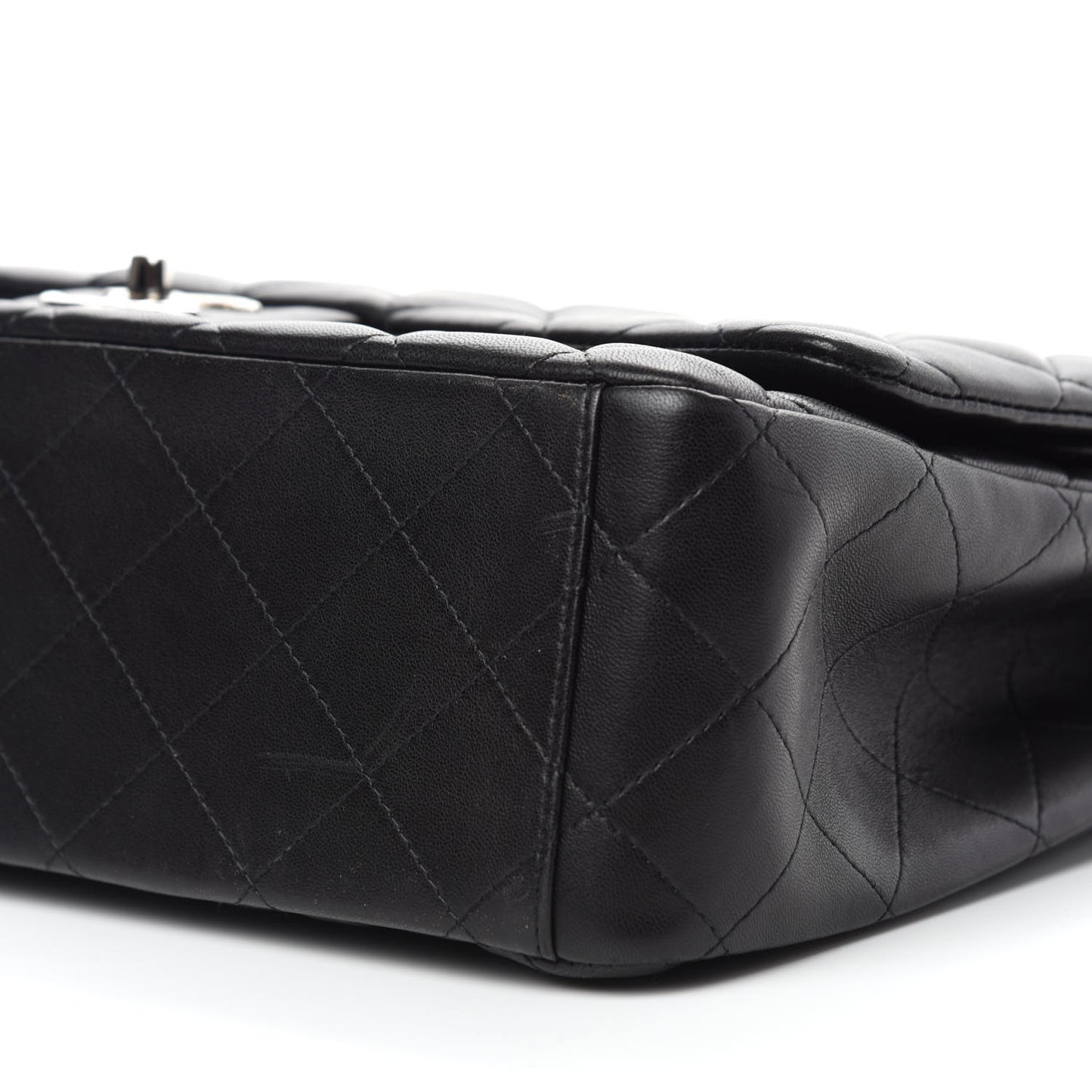 Lambskin Quilted Maxi Double Flap Black