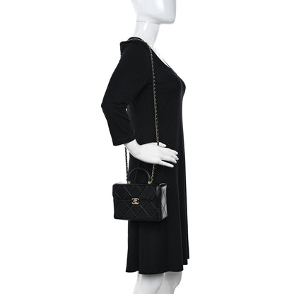 Chanel Shiny Calfskin Quilted Small CC Top Handle Box Bag Black 2 of 11