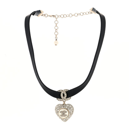 Chanel Lambskin Crystal CC Heart Choker Gold Black 2 of 4