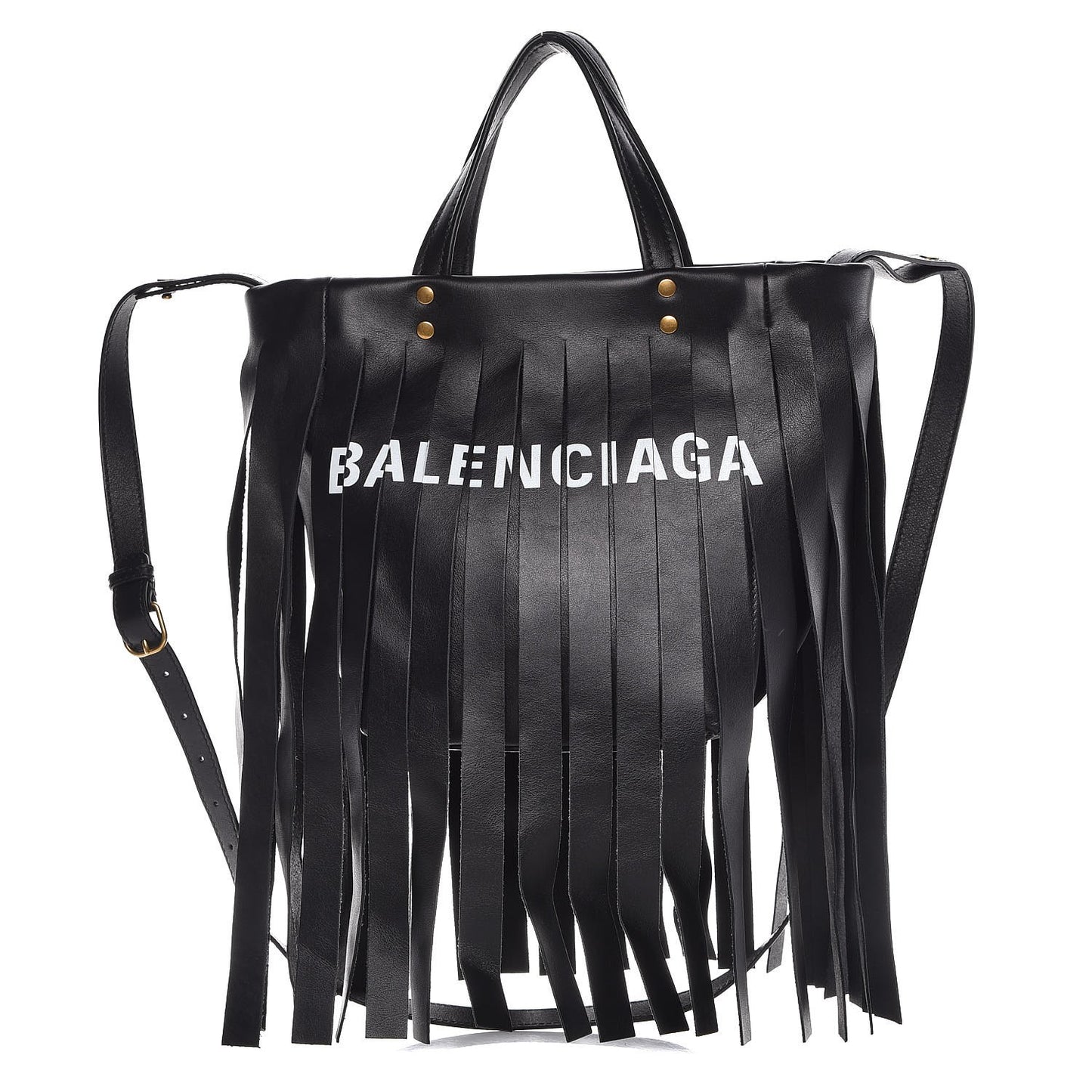 Calfskin XS Fringe Laundry Cabas Black