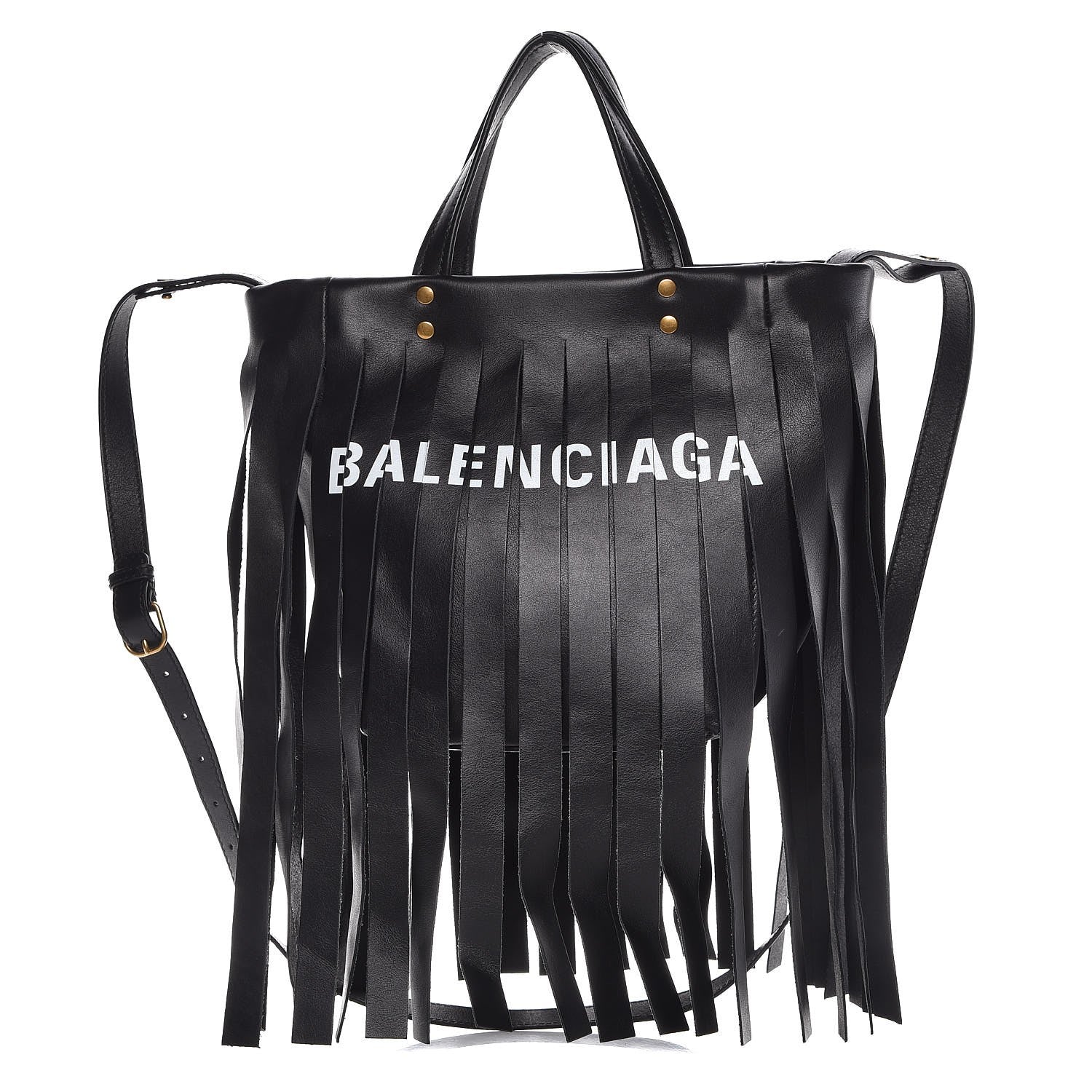 Balenciaga Calfskin XS Fringe Laundry Cabas Black 1 of 6